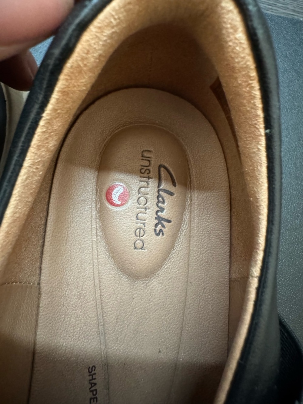 Clarks Black Leather Slip-On Sneakers with White Sole - Picture 2 of 6